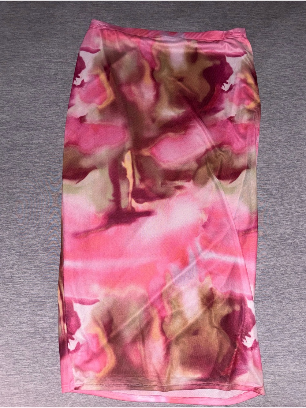 Fashion Nova Pink Tie Dye Mesh High Waisted Midi Skirt